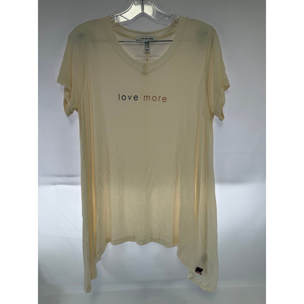 Peace Love World affirmation knit top asymmetric hem Ivory Size Women’s XXS